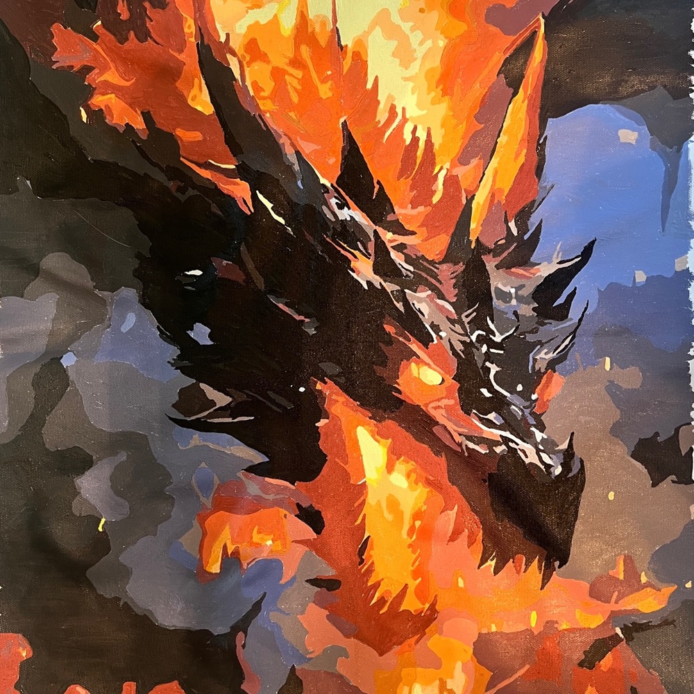 🌺🌺SOLD🌺🌺Dragon Fire PBN Painting